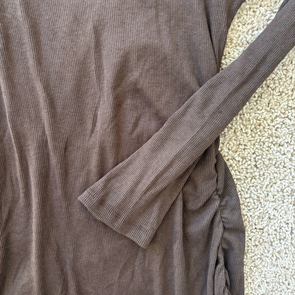 Brown Ribbed Midi Dress - Picture 7 of 11